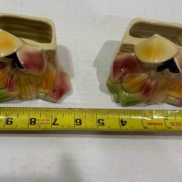 Vintage Shawnee Pottery Asian Couple Planter Set Pair USA 1949 - Picture 8 of 8